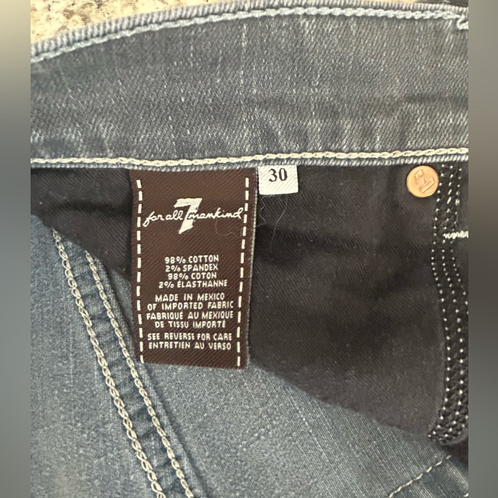 7 For All Mankind Blue Bootcut Mid Rise Boho Westerncore Denim Jeans Size 30 - Picture 9 of 13